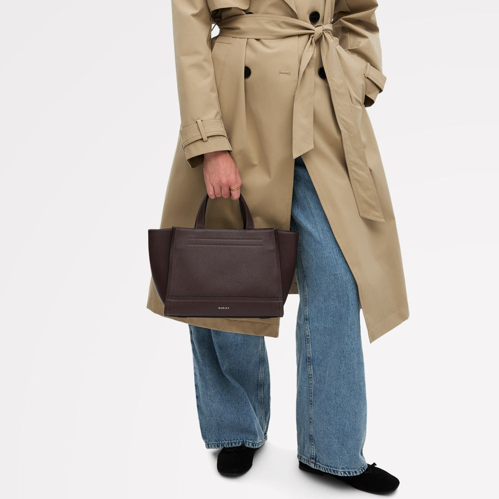 Oak Street Leather Medium Ziptop Satchel Bag in Dark Oak - 112158