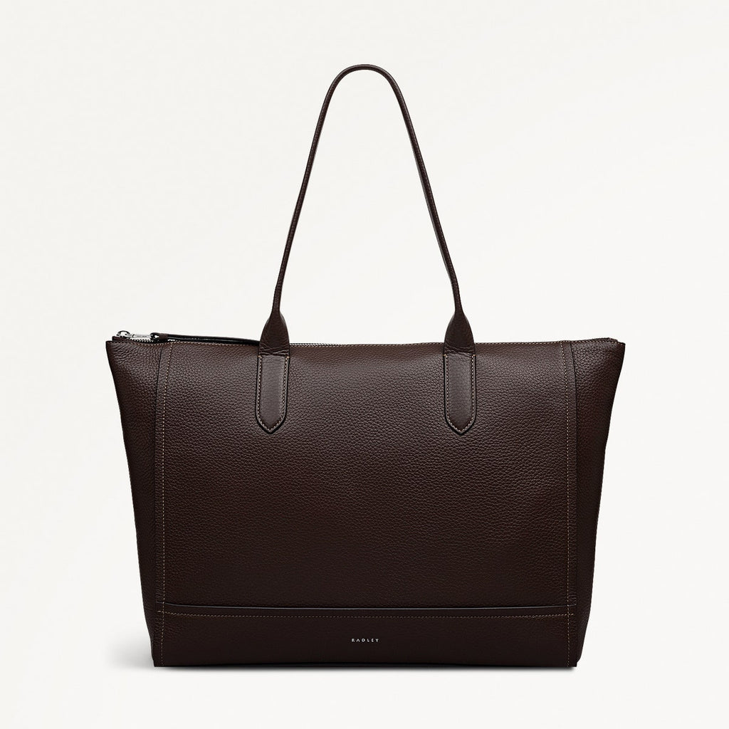 Oak Street Leather Medium Ziptop Tote Bag in Dark Oak - 112159