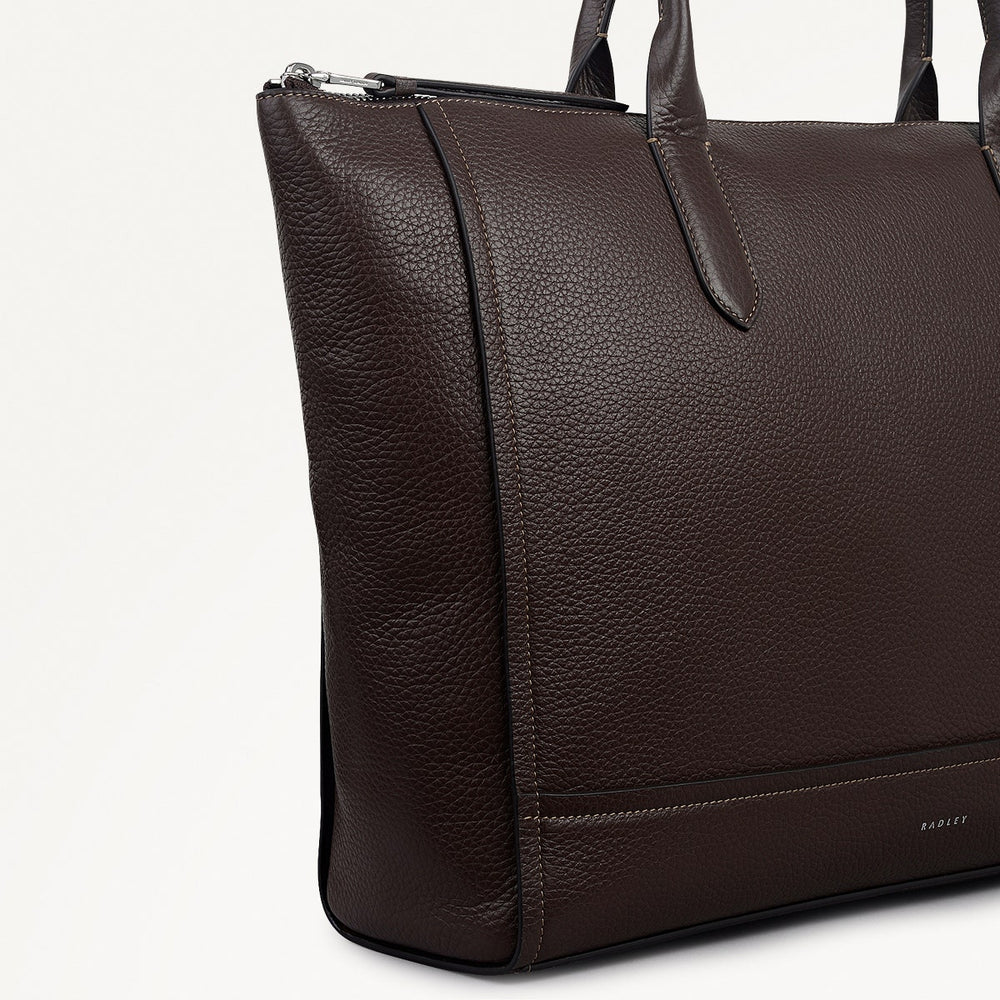 Oak Street Leather Medium Ziptop Tote Bag in Dark Oak - 112159