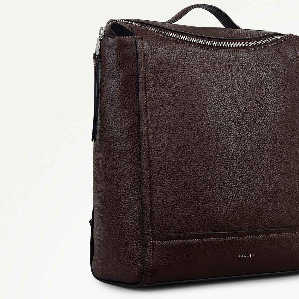 Oak Street Leather Medium Ziptop Backpack in Dark Oak - 112160