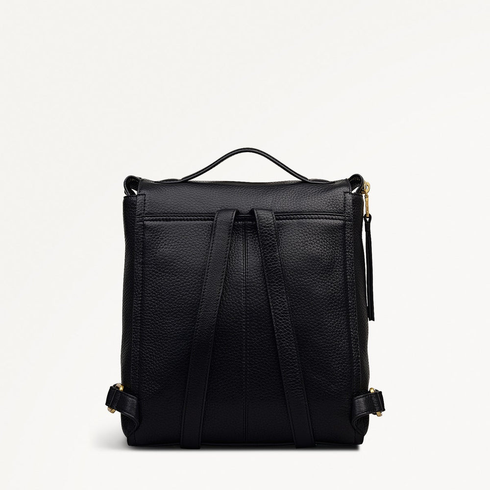 Oak Street Leather Small Ziptop Backpack In Black - 112162