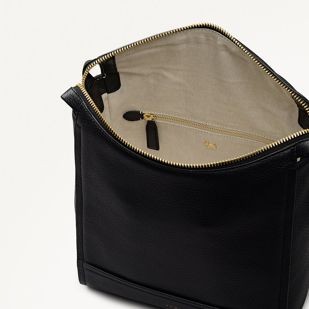 Oak Street Leather Small Ziptop Backpack in Black - 112162