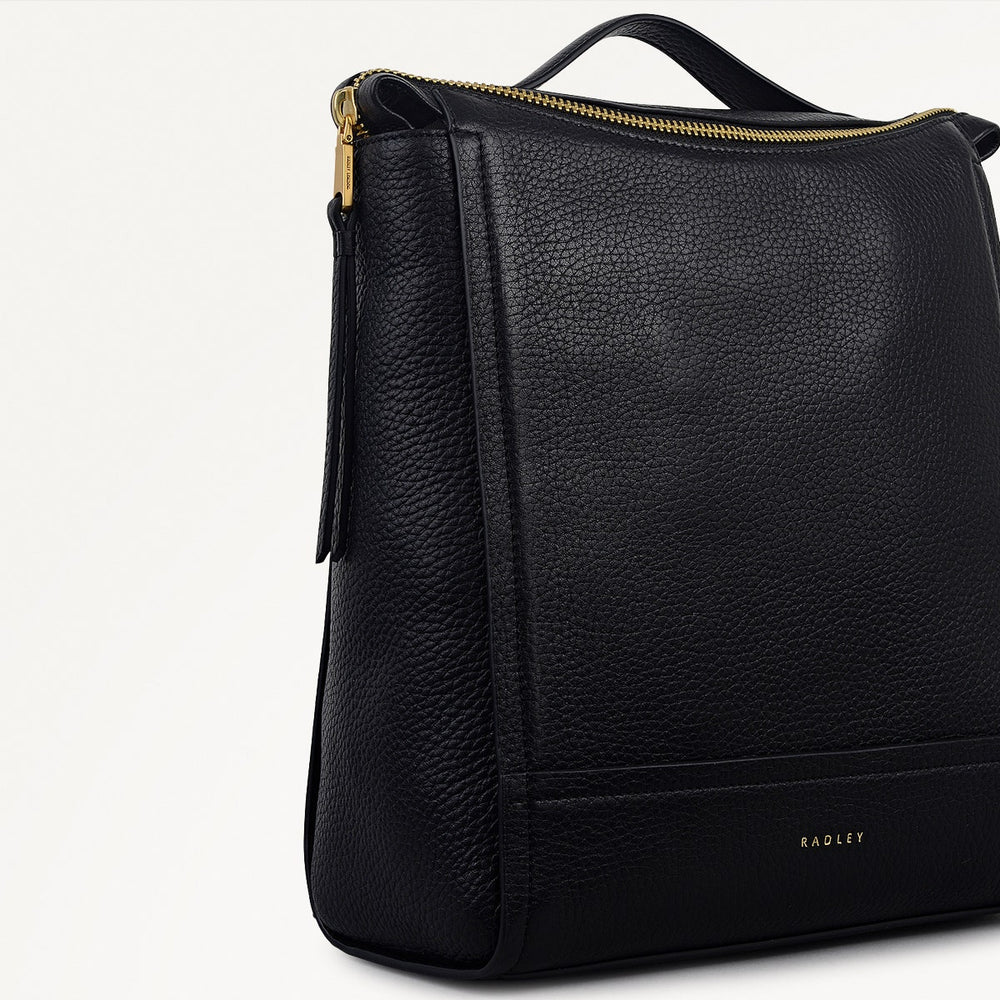 Oak Street Leather Small Ziptop Backpack In Black - 112162