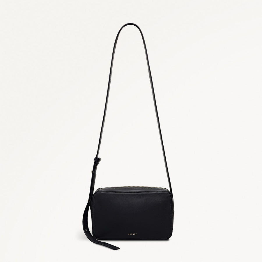Duchess Close Leather Small Ziptop Cross Body Bag in Black - 112175