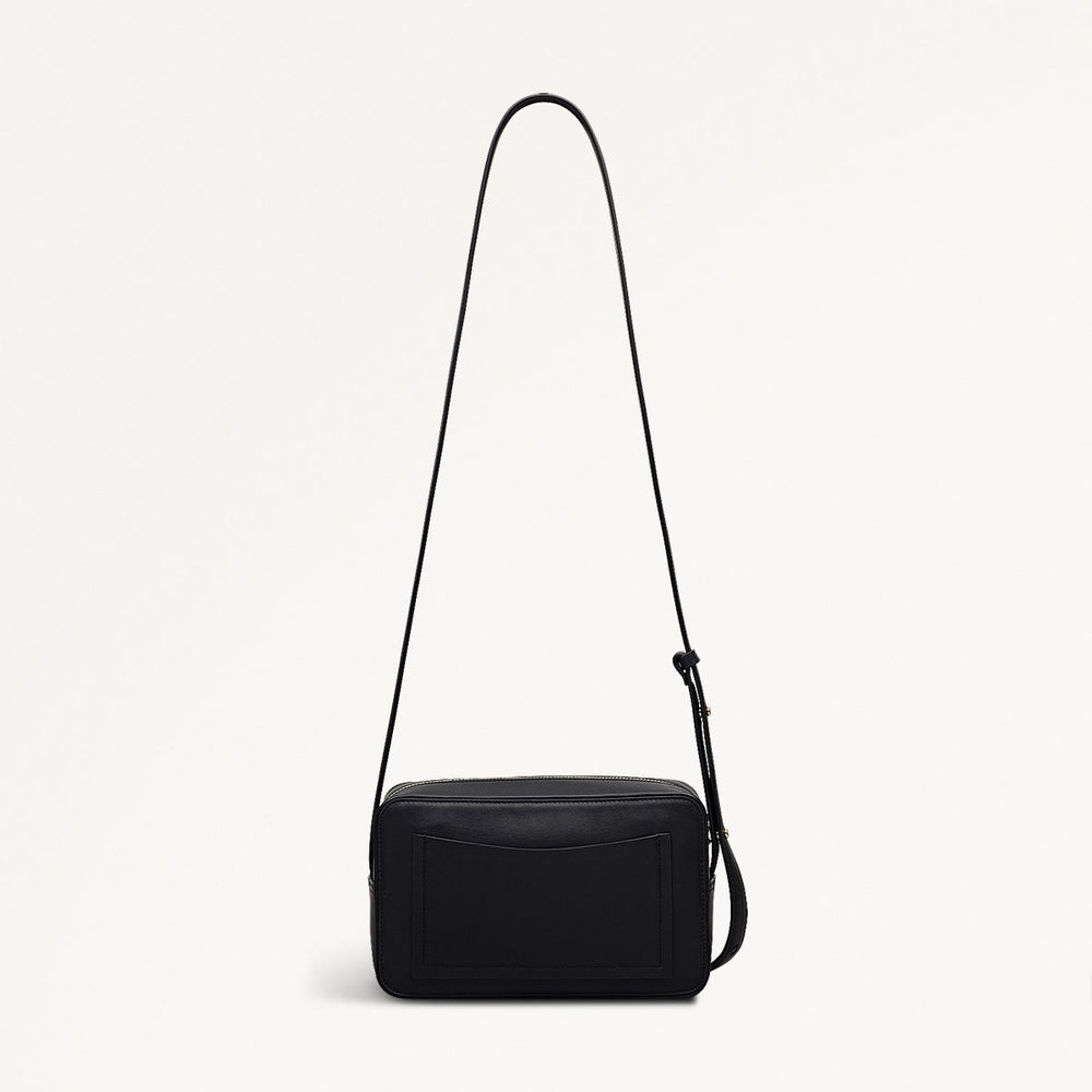 Duchess Close Leather Small Ziptop Cross Body Bag in Black - 112175
