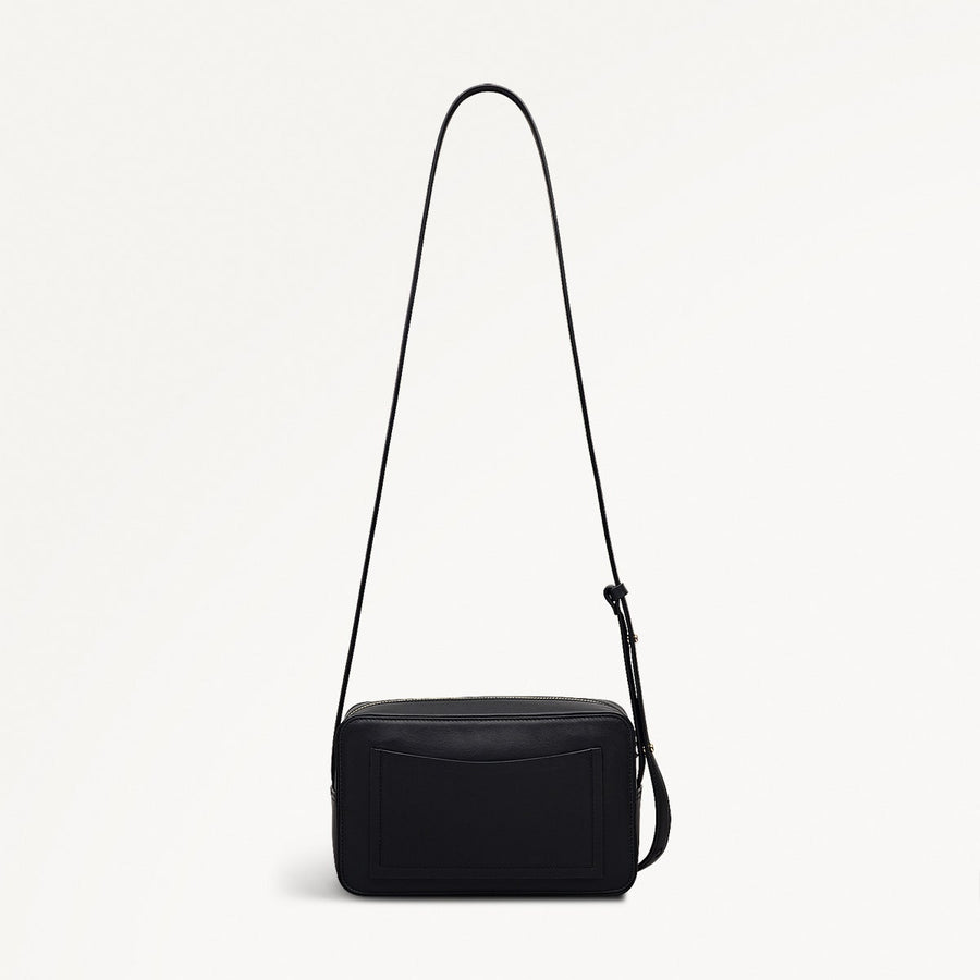 Duchess Close Leather Small Ziptop Cross Body Bag in Black - 112175