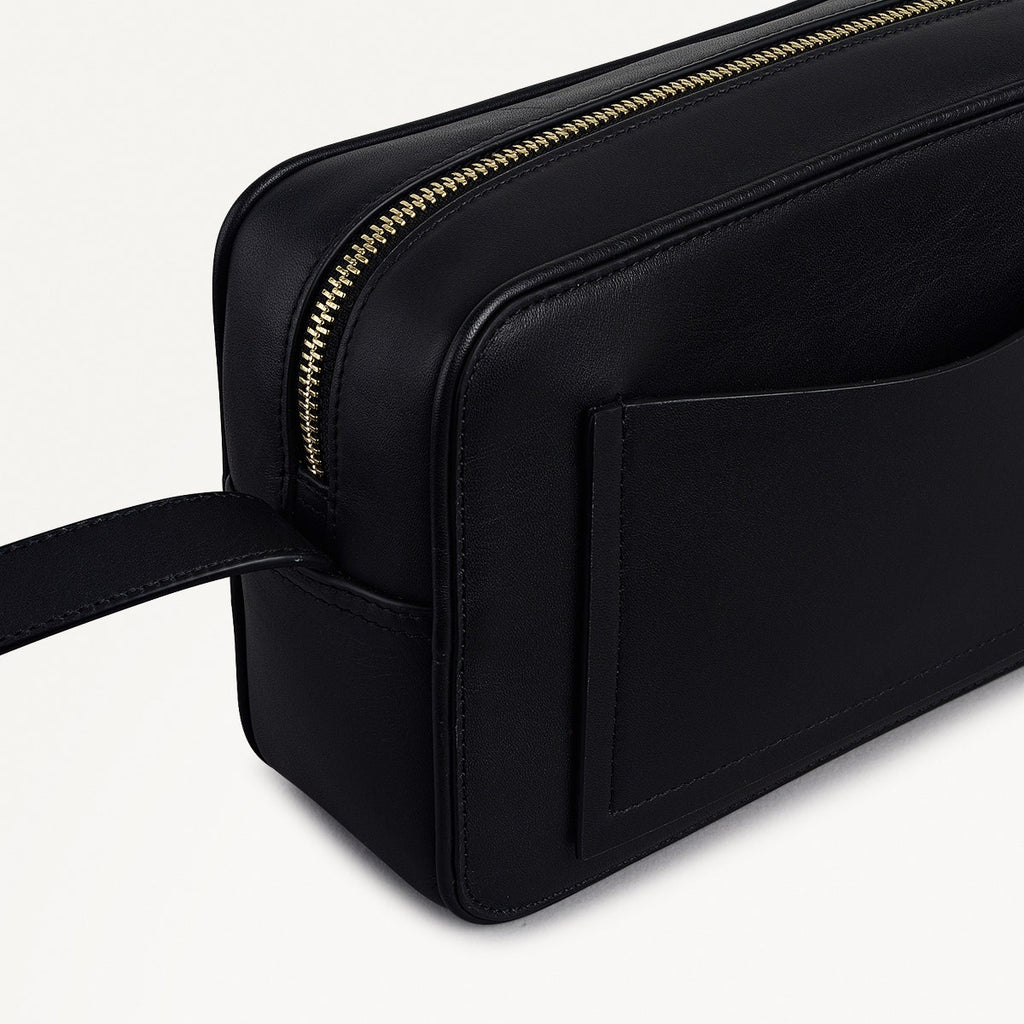 Duchess Close Leather Small Ziptop Cross Body Bag in Black - 112175