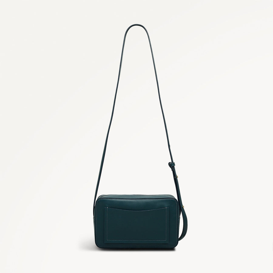 Duchess Close Leather Small Ziptop Cross Body Bag in Teal - 112176
