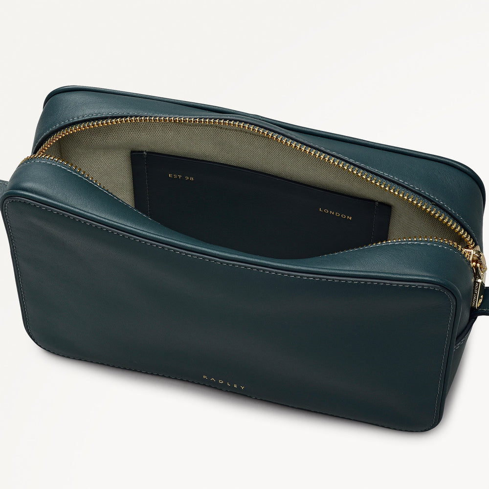 Duchess Close Leather Small Ziptop Cross Body Bag in Teal - 112176