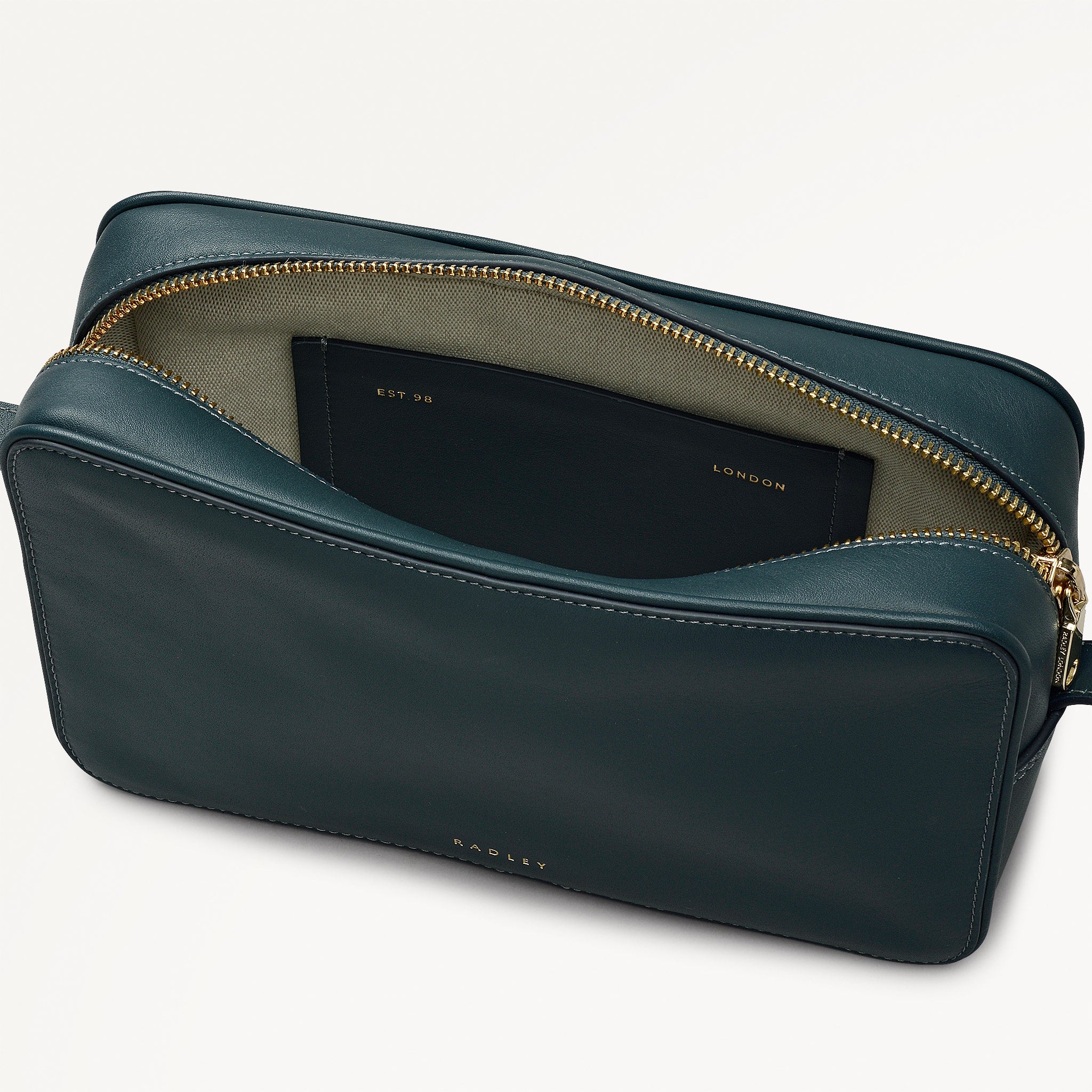 Duchess Close Leather Small Ziptop Cross Body Bag in Teal - 112176