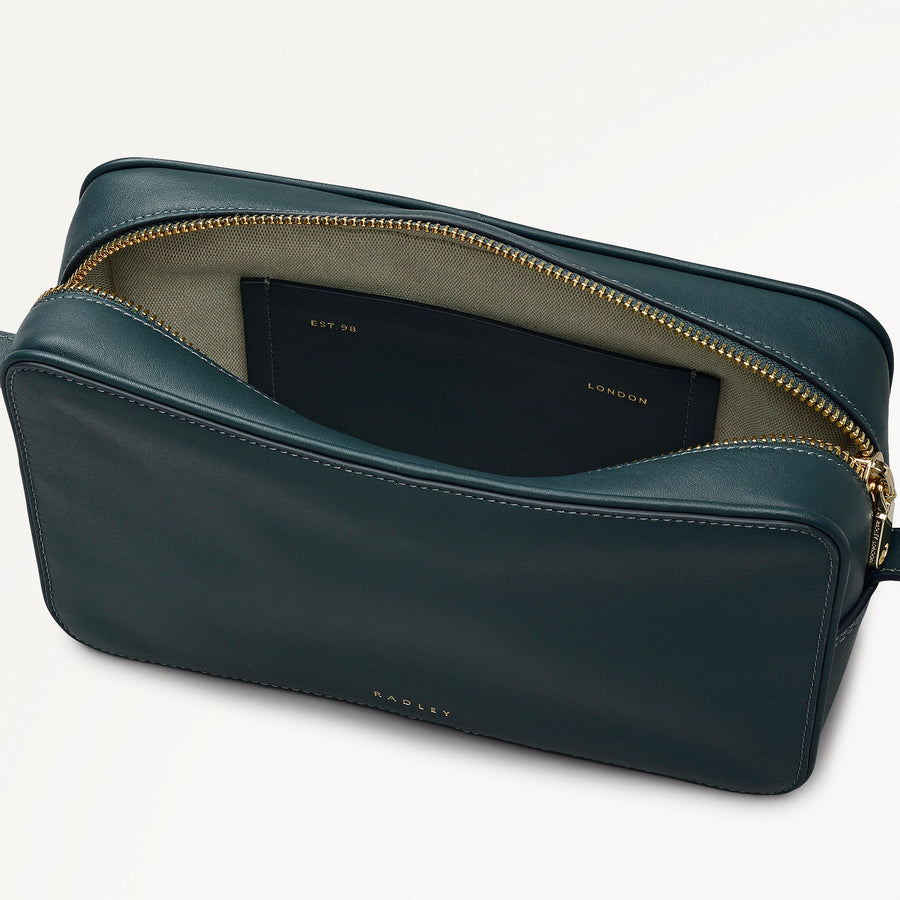 Duchess Close Leather Small Ziptop Cross Body Bag in Teal - 112176