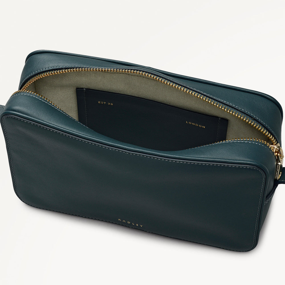 Duchess Close Leather Small Ziptop Cross Body Bag in Teal - 112176