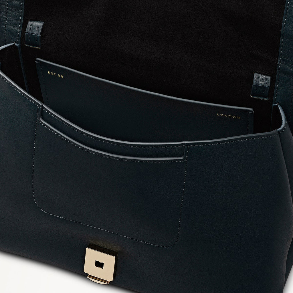 Mercer Street Leather Medium Flapover Shoulder Bag in Teal - 112178