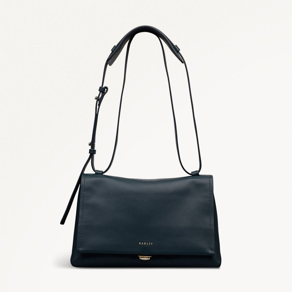 Mercer Street Leather Medium Flapover Shoulder Bag in Teal - 112178