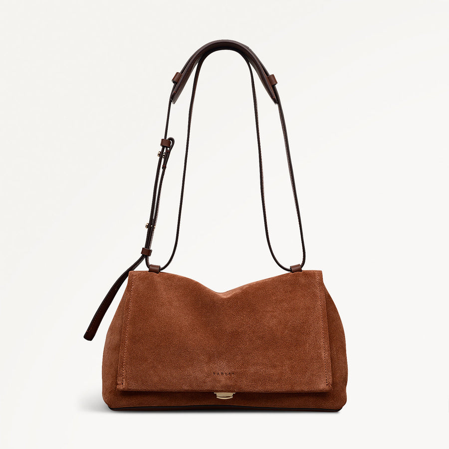Mercer Street Leather Medium Flapover Shoulder Bag in Russet - 112180