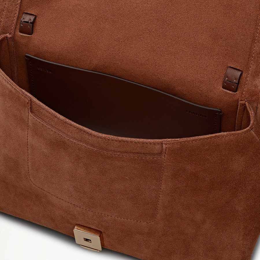 Mercer Street Leather Medium Flapover Shoulder Bag in Russet - 112180