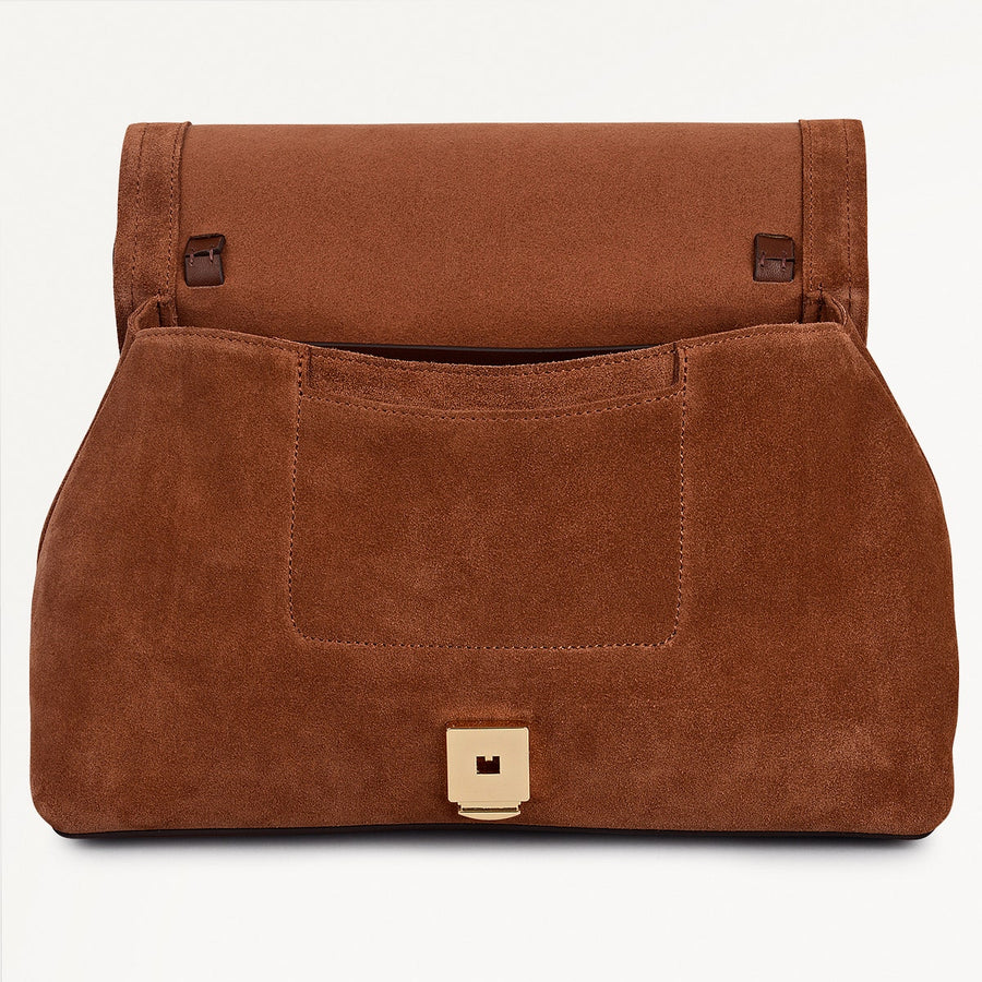 Mercer Street Leather Medium Flapover Shoulder Bag in Russet - 112180