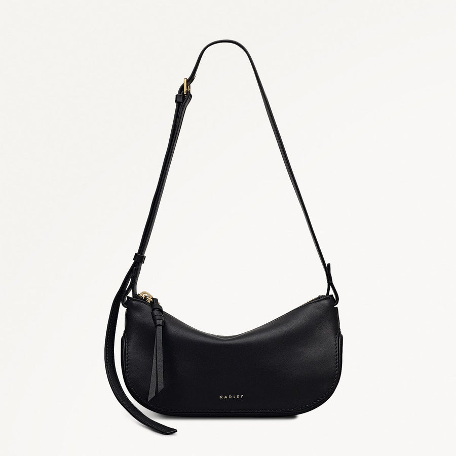 The Iris Leather Small Ziptop Cross Body Bag in Black - 112184