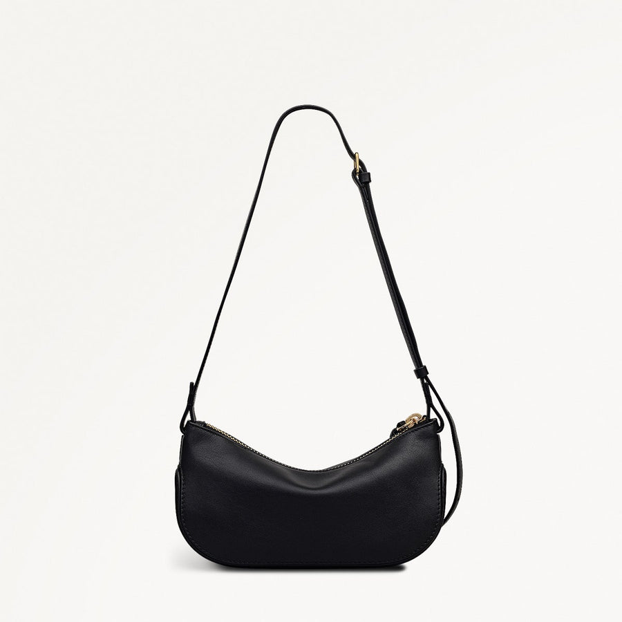 The Iris Leather Small Ziptop Cross Body Bag in Black - 112184