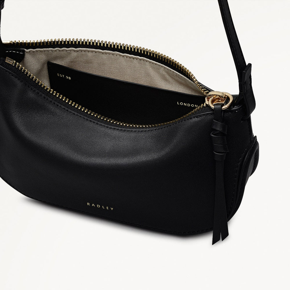 The Iris Leather Small Ziptop Cross Body Bag in Black - 112184