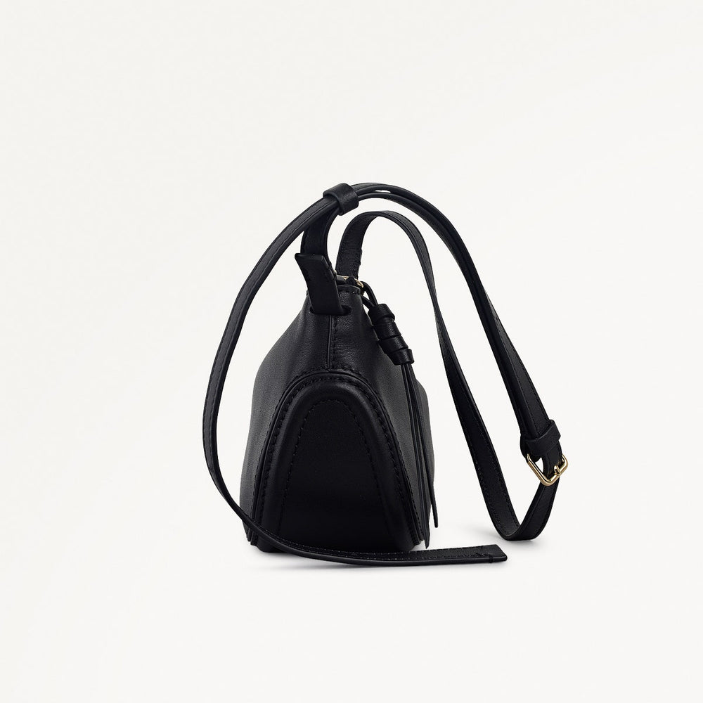 The Iris Leather Small Ziptop Cross Body Bag in Black - 112184