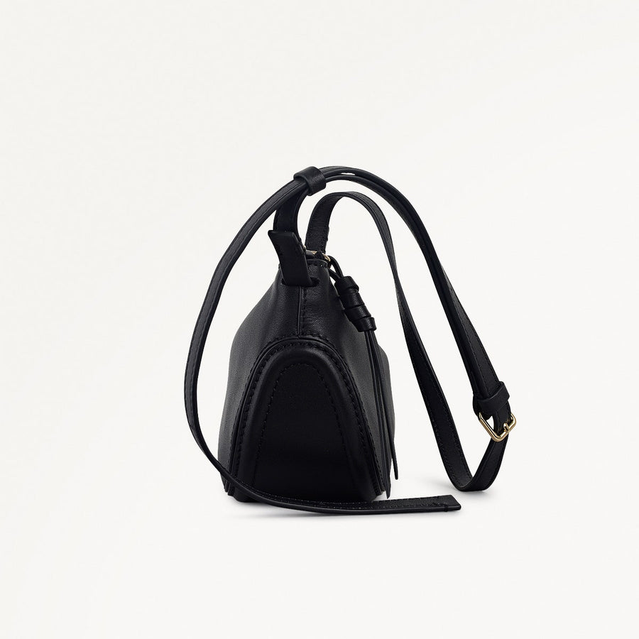 The Iris Leather Small Ziptop Cross Body Bag in Black - 112184