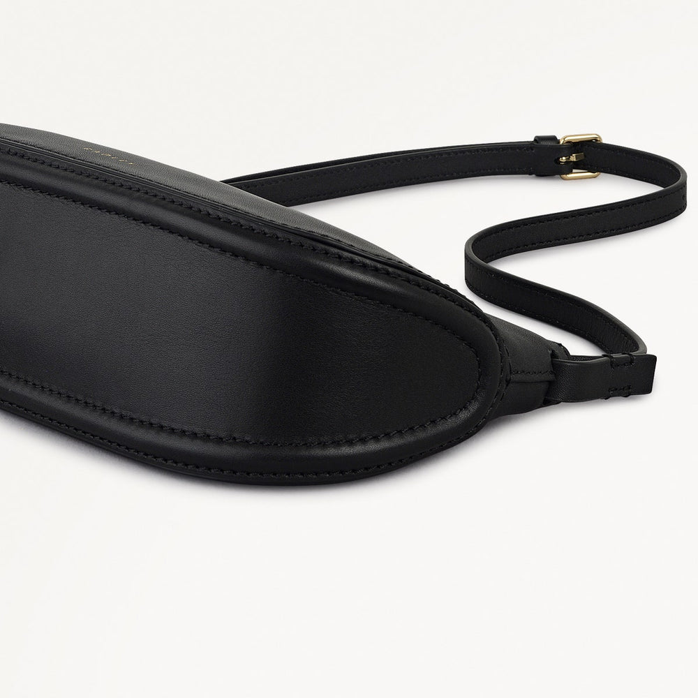 The Iris Leather Small Ziptop Cross Body Bag in Black - 112184