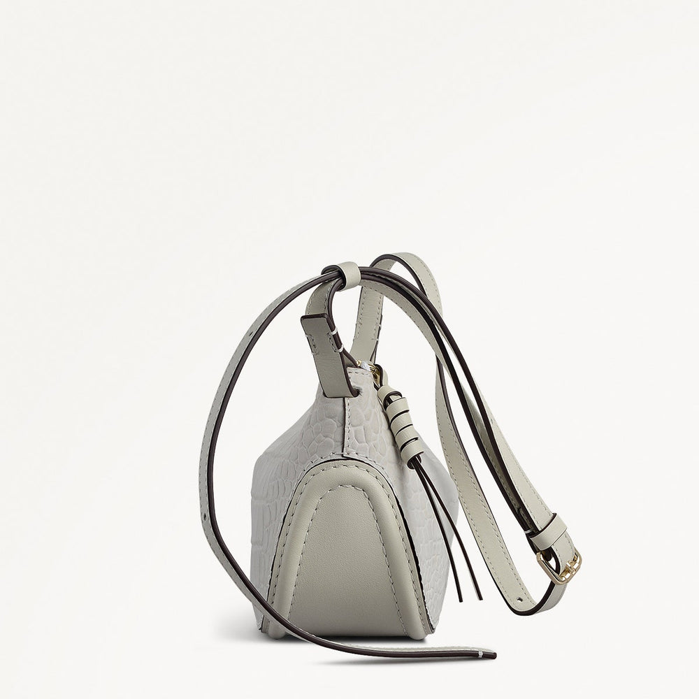 The Iris Leather Small Ziptop Cross Body Bag in Snow - 112185