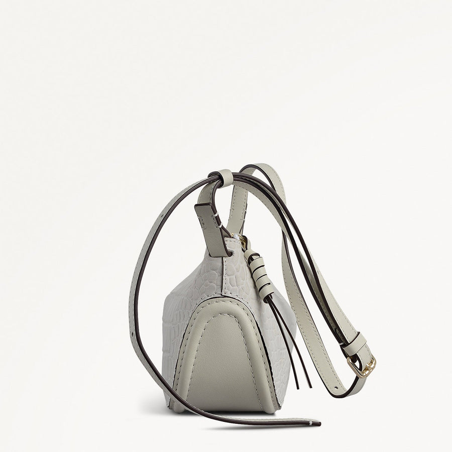 The Iris Leather Small Ziptop Cross Body Bag in Snow - 112185