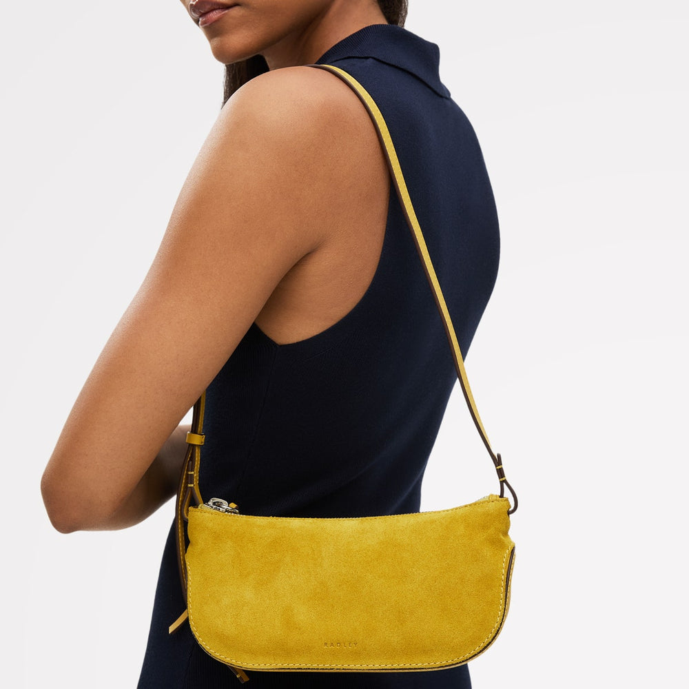 The Iris Leather Small Ziptop Cross Body Bag in Ochre - 112186