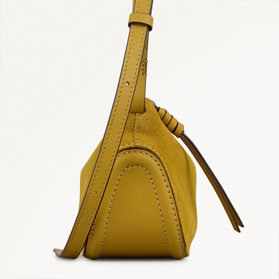 The Iris Leather Small Ziptop Cross Body Bag in Ochre - 112186