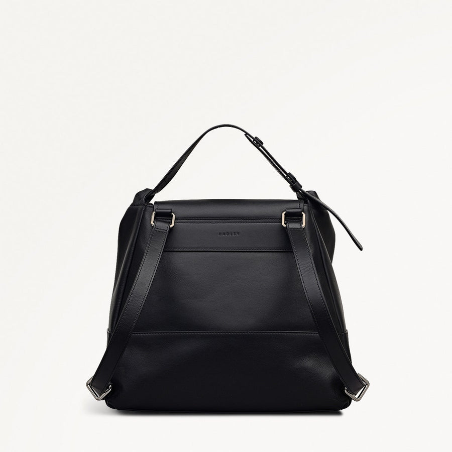 The Portobello Leather Medium Drawstring Backpack in Black - 112191