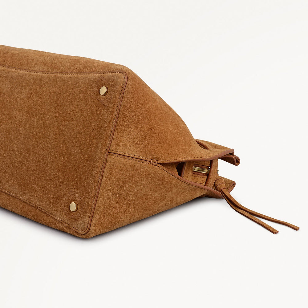 The Christina Large Suede Ziptop Shoulder Bag - 112198