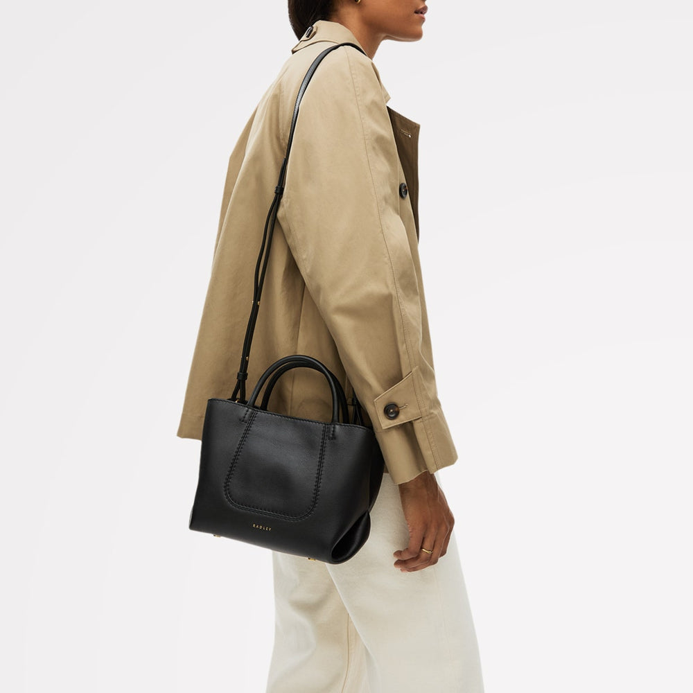 The Compton Small Ziptop Satchel Bag in Black - 112199
