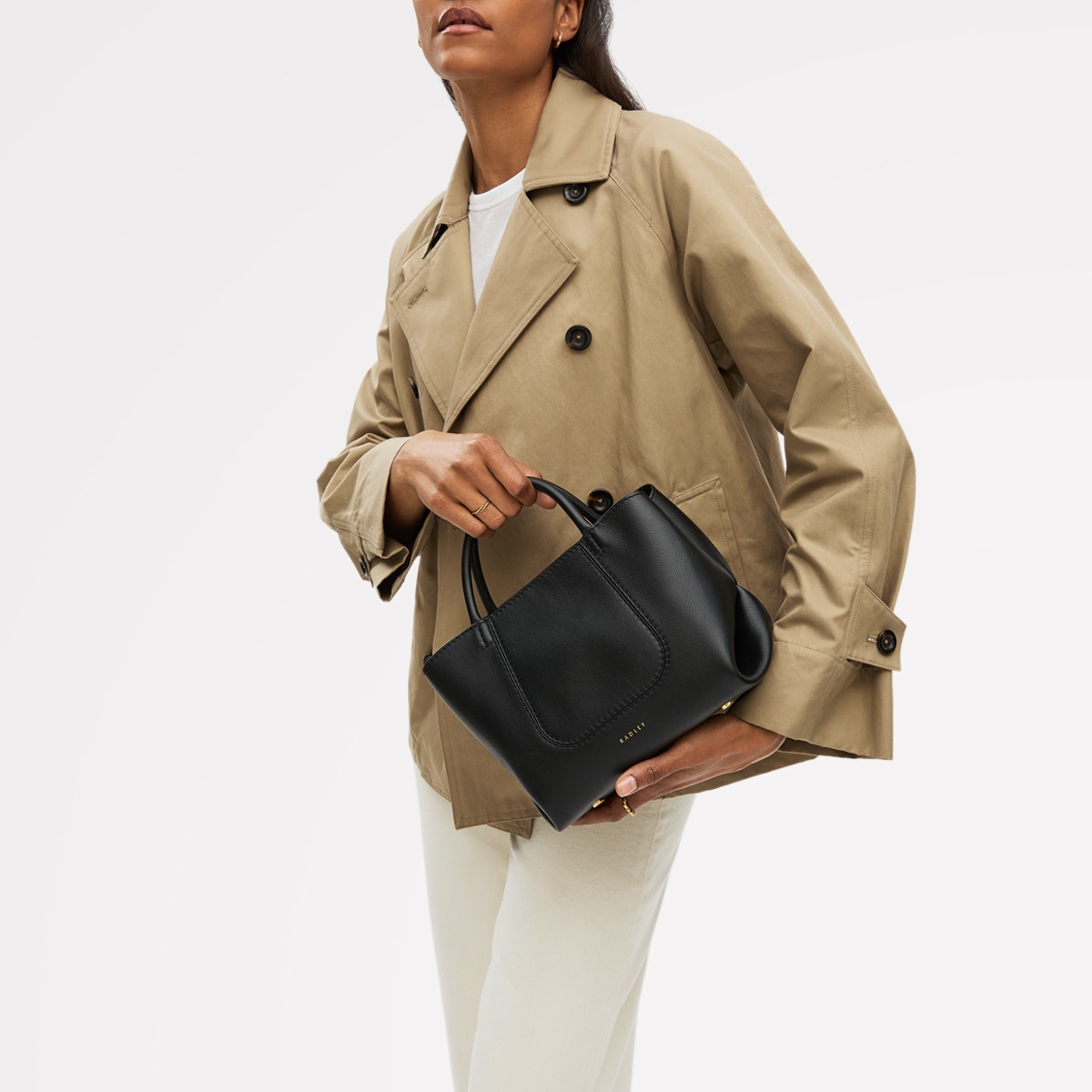 The Compton Small Ziptop Satchel Bag in Black - 112199