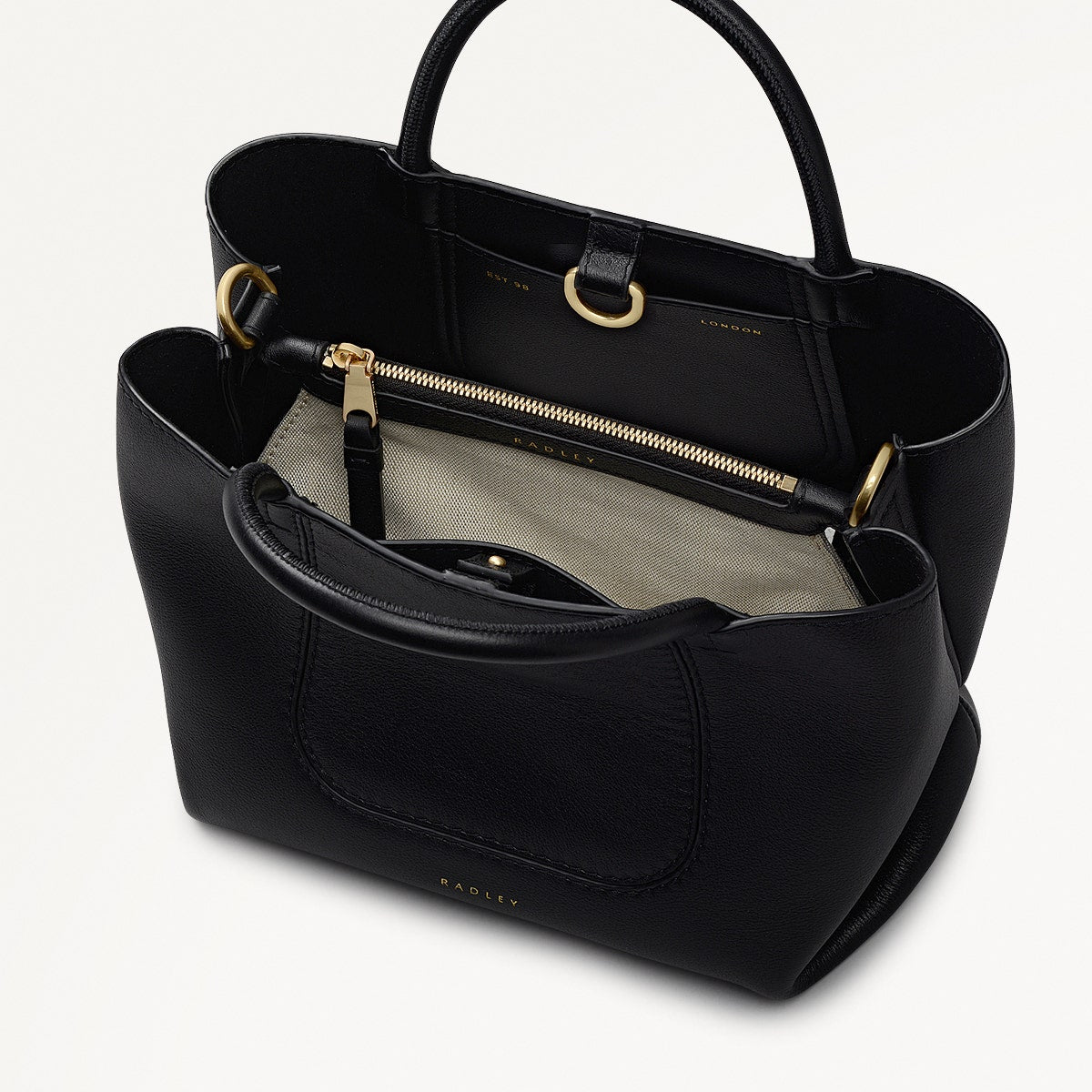 The Compton Small Ziptop Satchel Bag in Black - 112199
