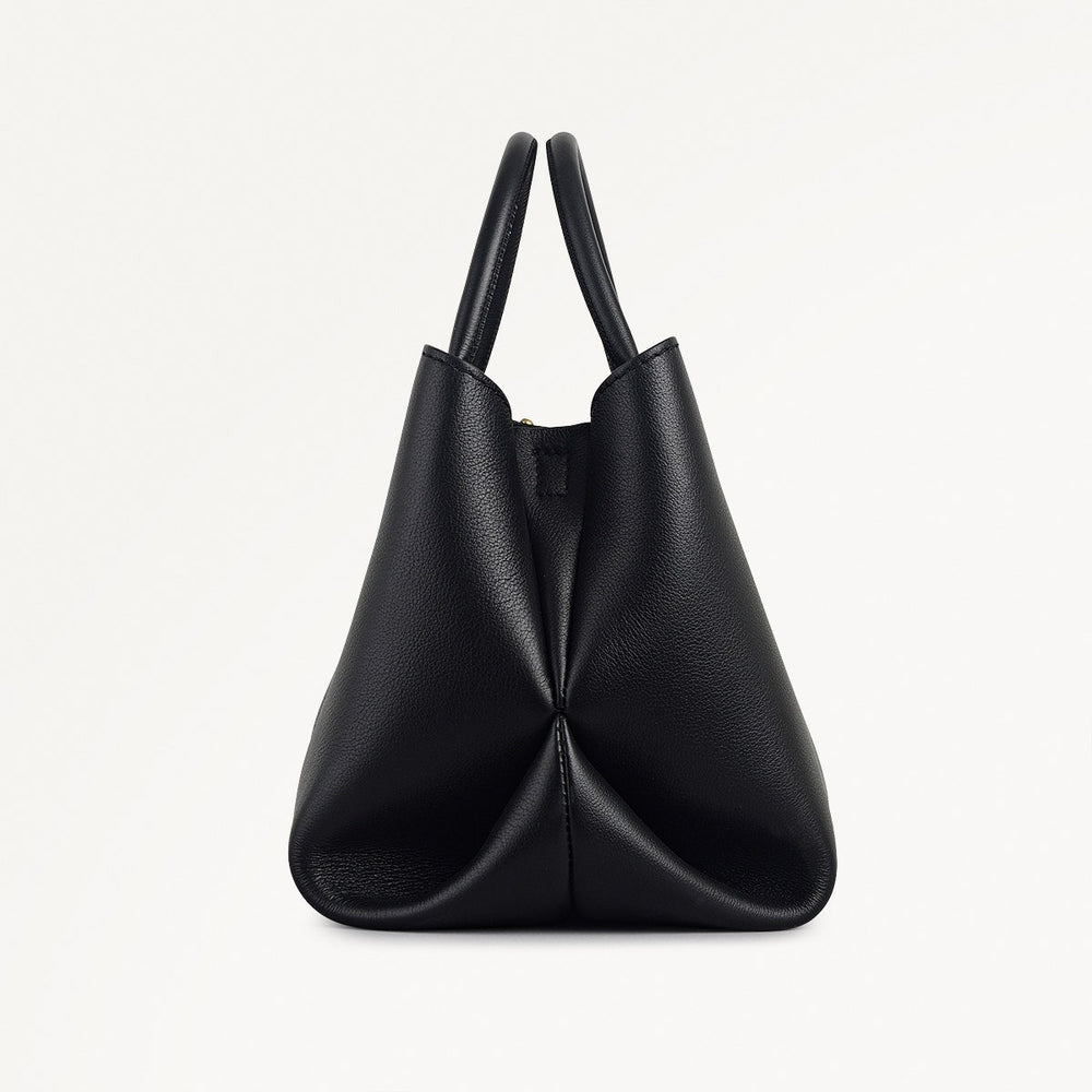 The Compton Small Ziptop Satchel Bag in Black - 112199