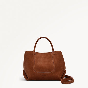 The Comptop Suede Small Ziptop Satchel Bag in Russet - 112201