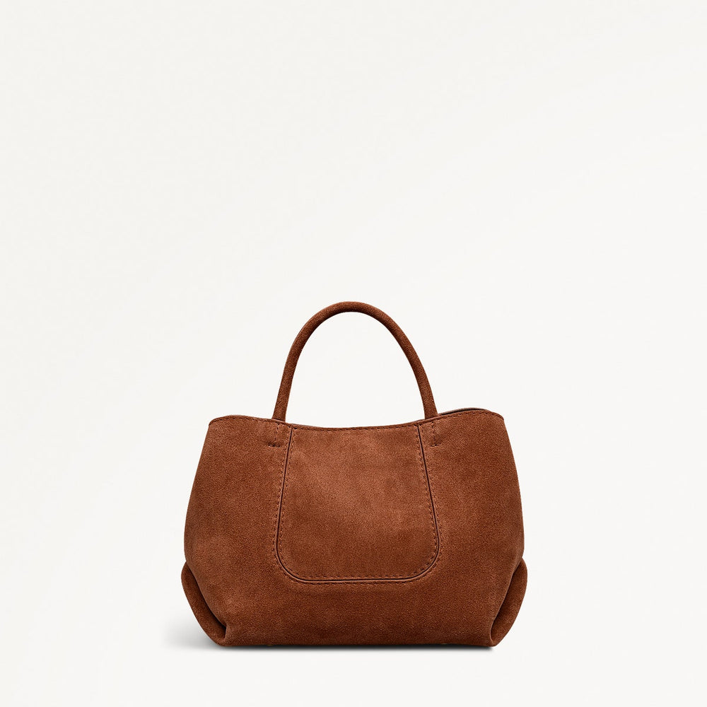 The Comptop Suede Small Ziptop Satchel Bag in Russet - 112201
