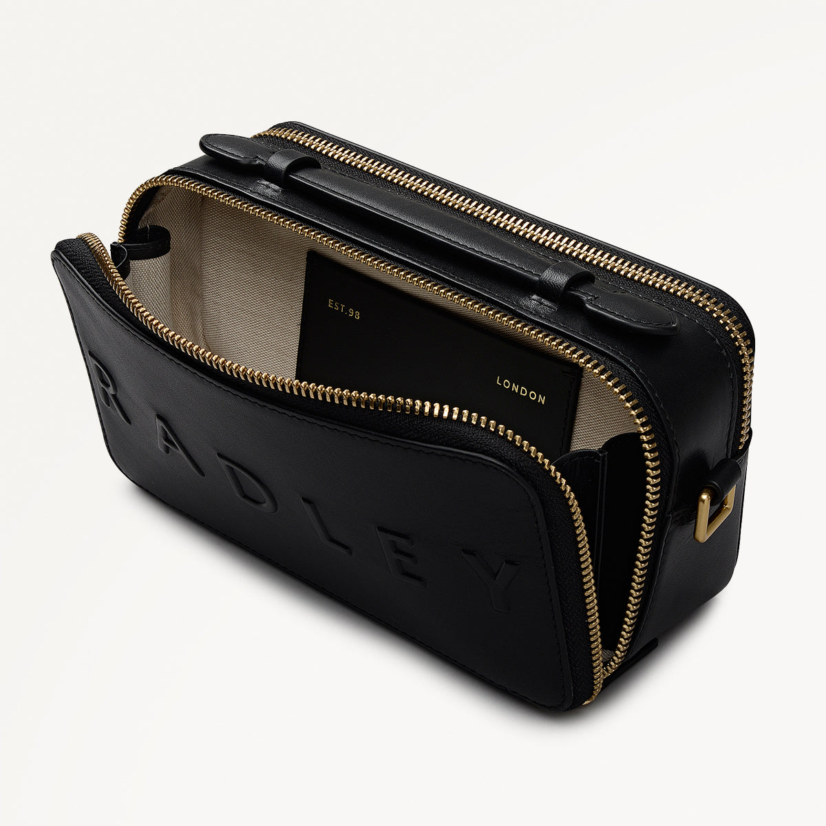 Calvert Road Leather Zip Around Cross Body Bag in Black - 112203