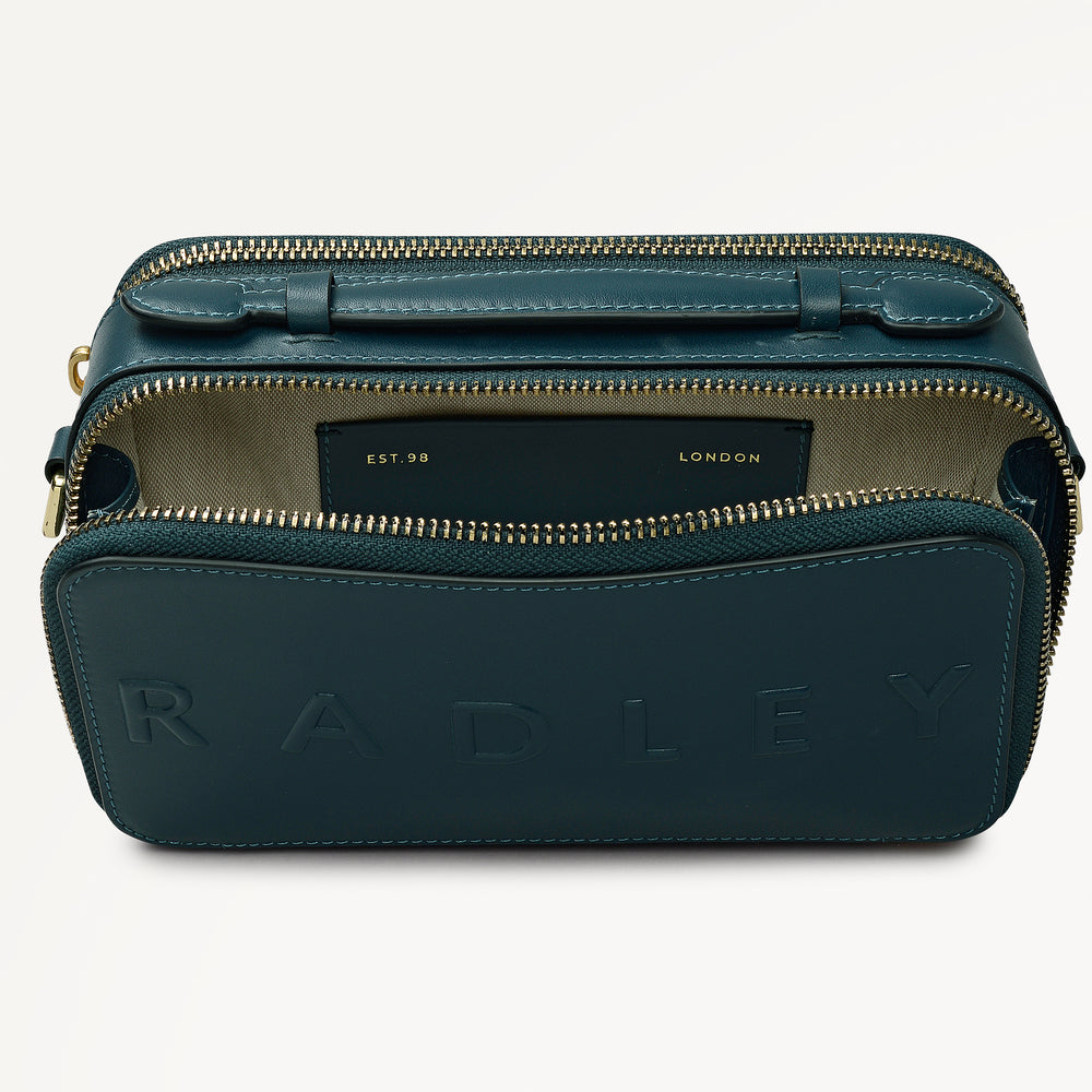 Calvert Road Leather Zip Around Cross Body Bag in Teal - 112204
