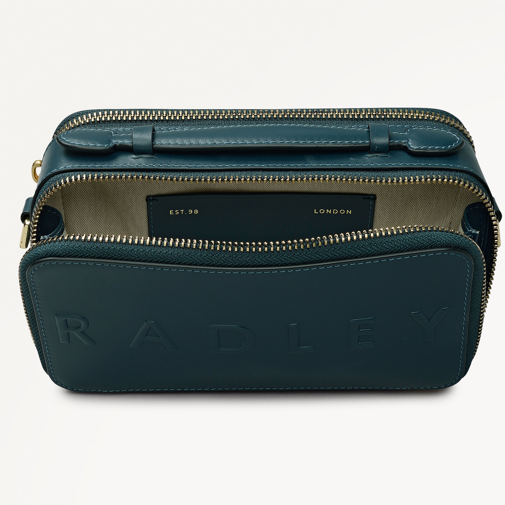 Calvert Road Leather Zip Around Cross Body Bag in Teal - 112204