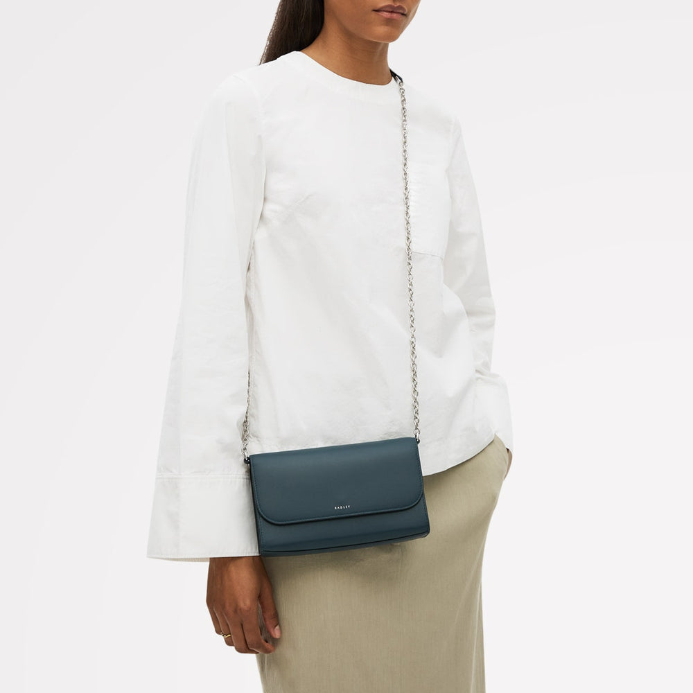 The Rathbone Leather Micro Flapover Cross Body Bag in Teal - 112206