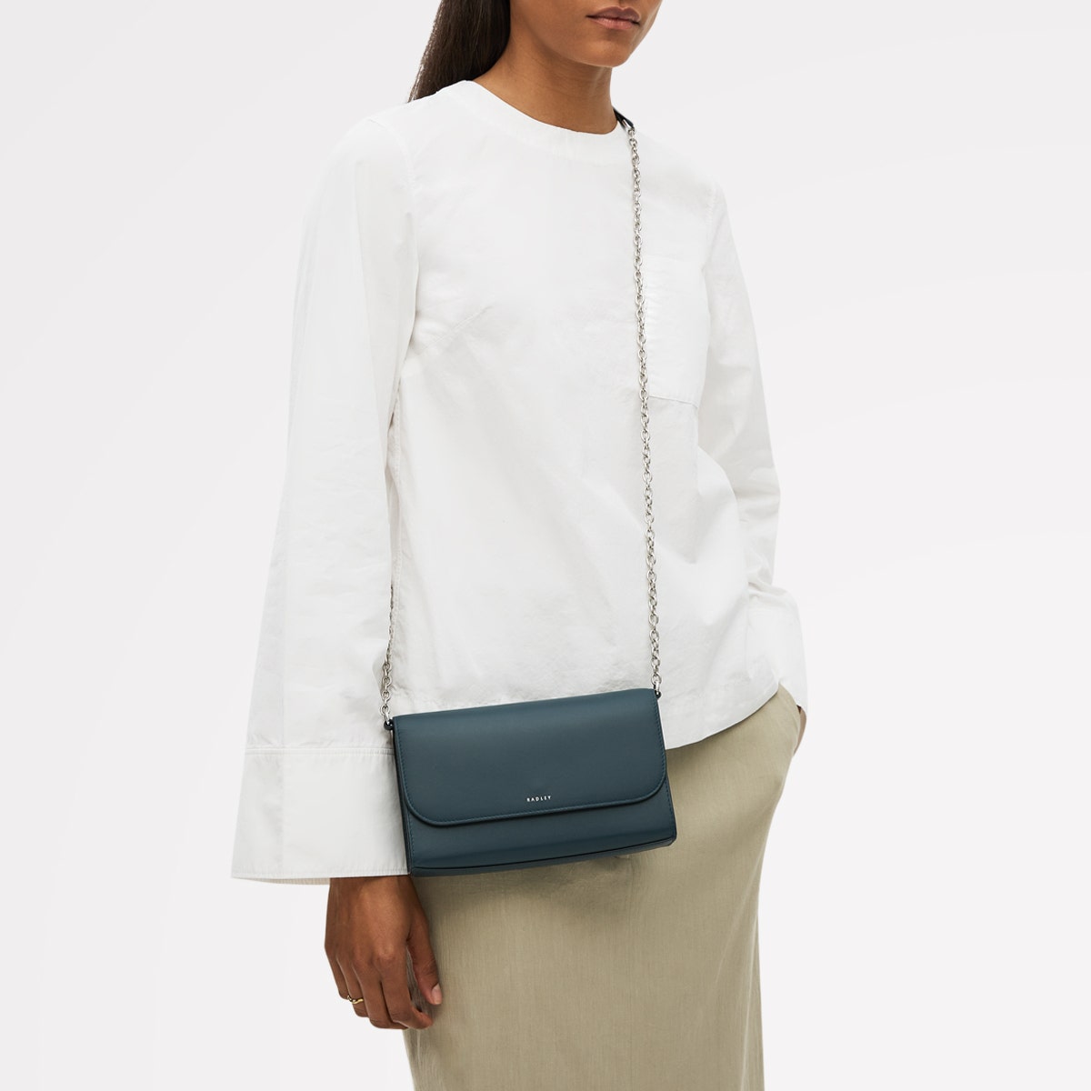 The Rathbone Leather Micro Flapover Cross Body Bag in Teal - 112206