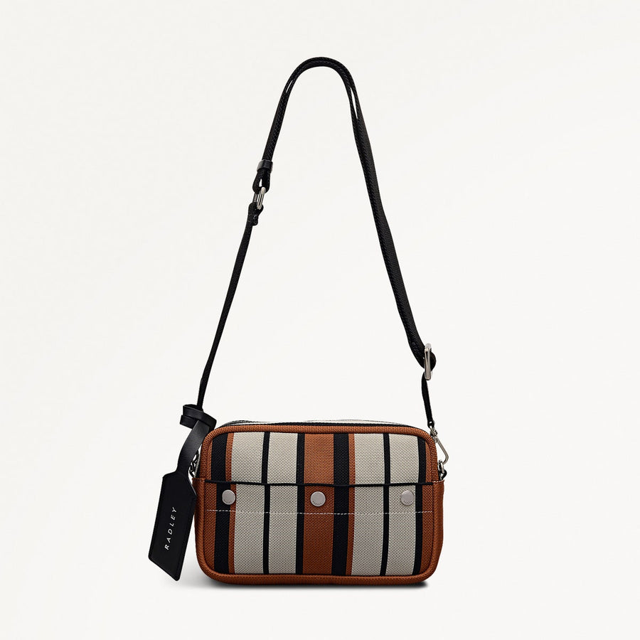 Hadleigh Place Stripe Small Ziptop Crossbody Bag in Snow - 112211