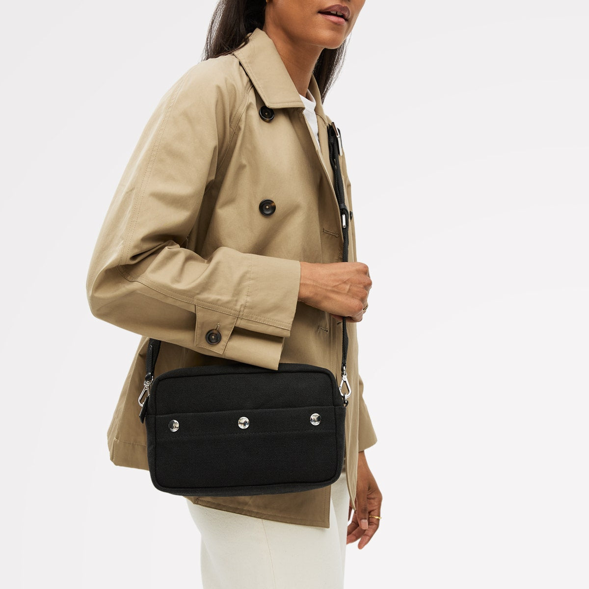 Hadleigh Place Fabric Small Ziptop Cross Body Bag in Black - 112213