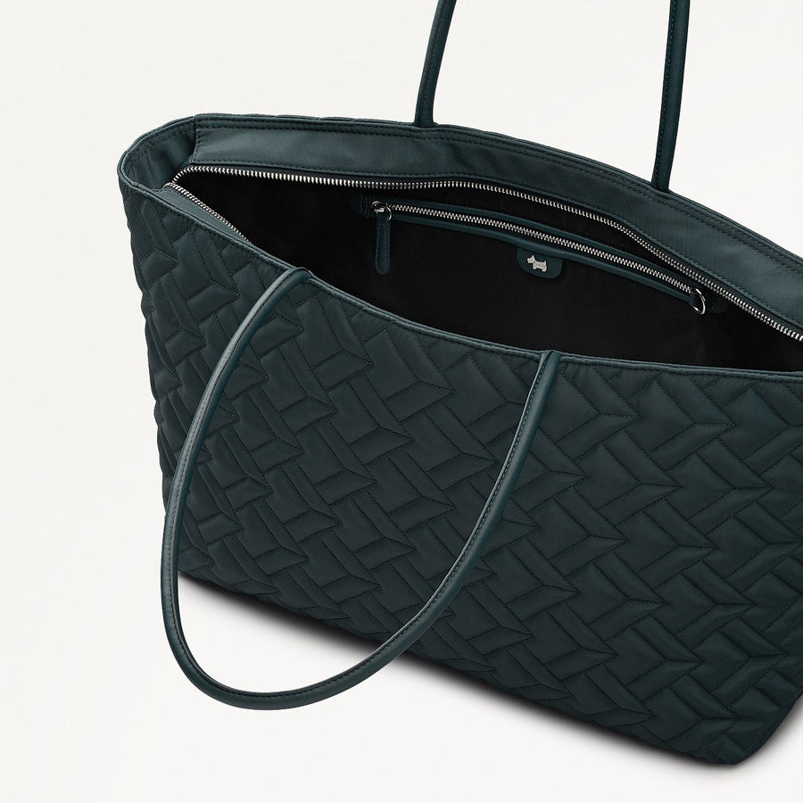 Holland Park Fabric Large Ziptop Tote Bag in Teal - 112215