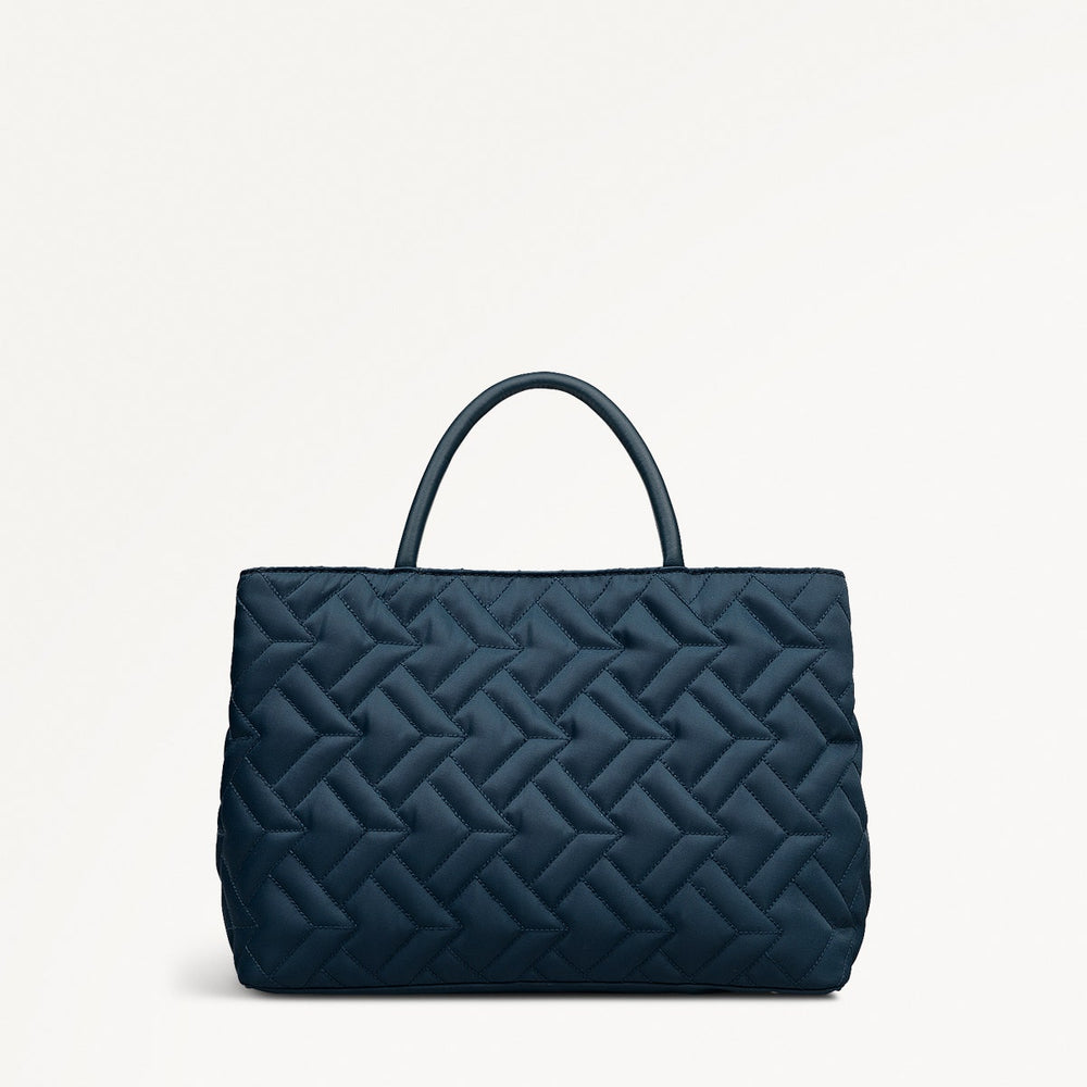 Holland Park Fabric Medium Ziptop Satchel Bag in Teal - 112216