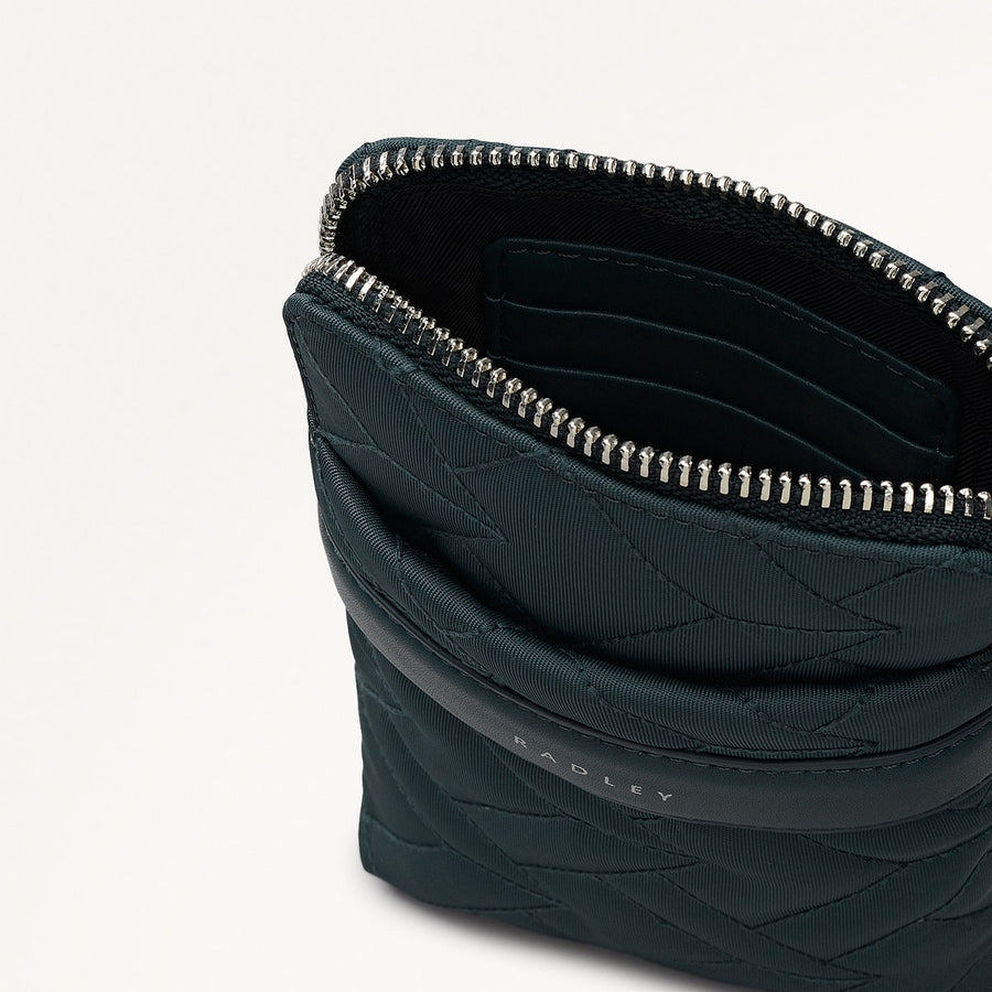 Holland Park Fabric Medium Zip Phone Cross Body Bag in Teal - 112217