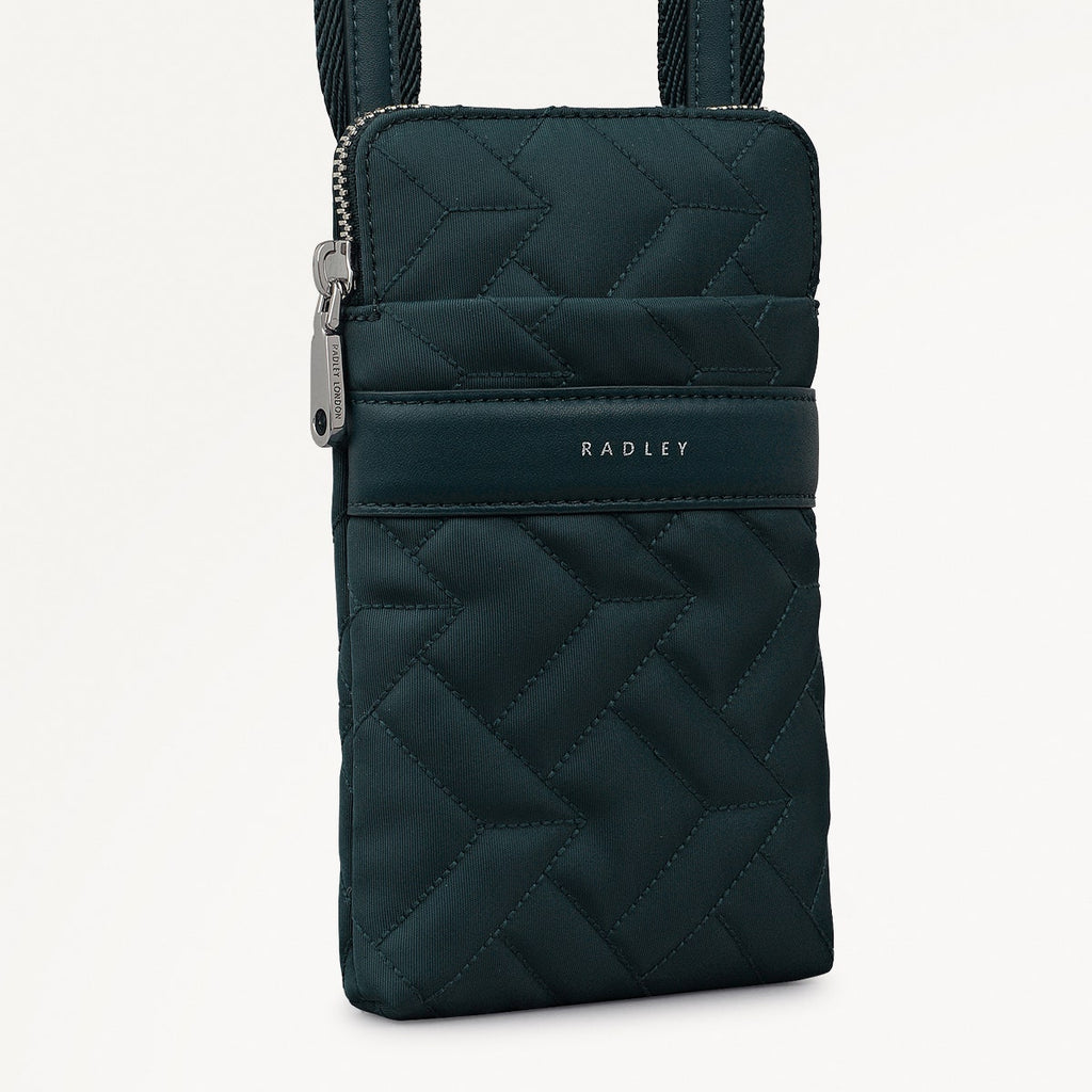 Holland Park Fabric Medium Zip Phone Cross Body Bag in Teal - 112217